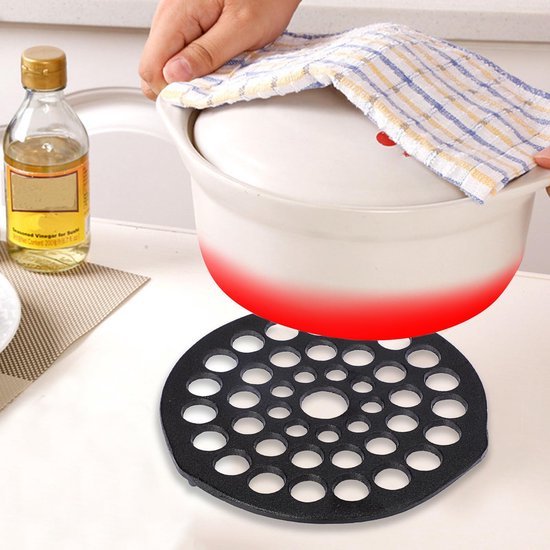 Ibenzoa® Set van twee ronde gietijzeren grillroosters met drie poten voor veelzijdig gebruik