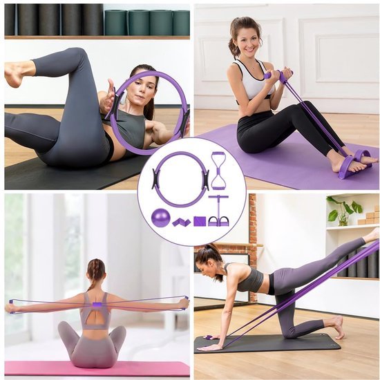 Ibenzoa® Complete Pilates en Yoga Set voor Thuis met Accessoires en Weerstandsbanden