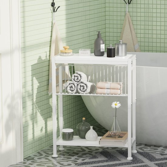 Unyqoos® bijzettafel met planken en tijdschriftenhouder