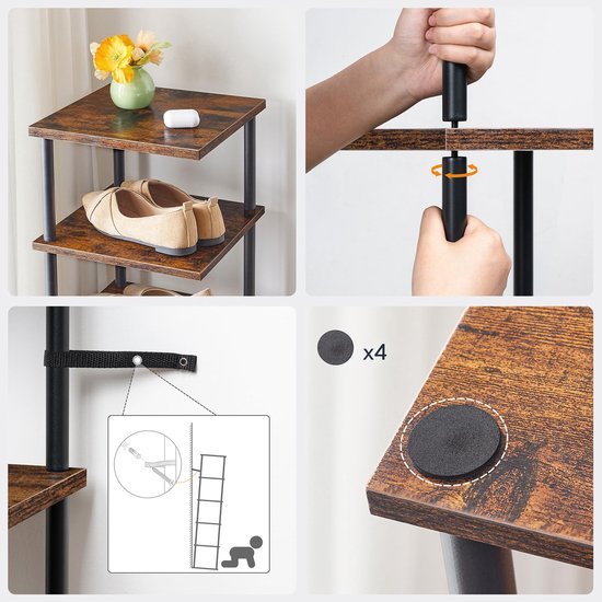 Unyqoos® Ruimtebesparend 6-laags hoekig schoenenrek voor hal en slaapkamer