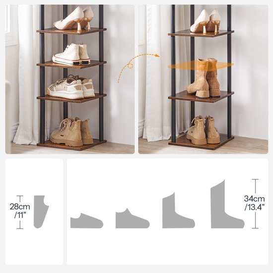 Unyqoos® Ruimtebesparend 6-laags hoekig schoenenrek voor hal en slaapkamer