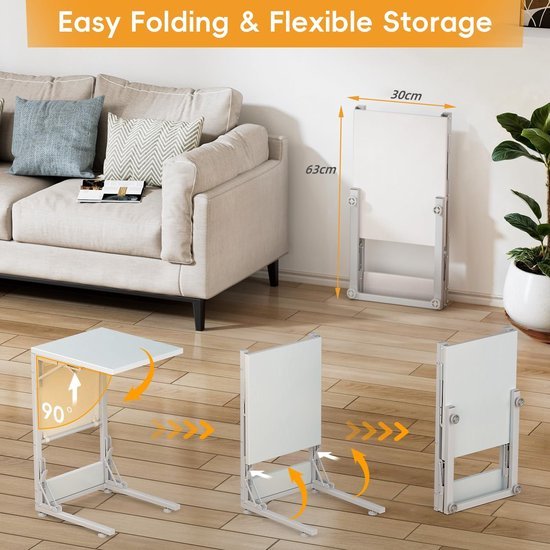 Unyqoos® Handige inklapbare C-vormige bijzettafel met opbergtas voor elke ruimte Unyqoos® Handige inklapbare C-vormige bijzettafel met opbergtas voor elke ruimte