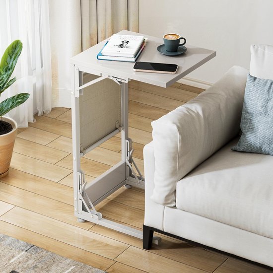 Unyqoos® Handige inklapbare C-vormige bijzettafel met opbergtas voor elke ruimte Unyqoos® Handige inklapbare C-vormige bijzettafel met opbergtas voor elke ruimte