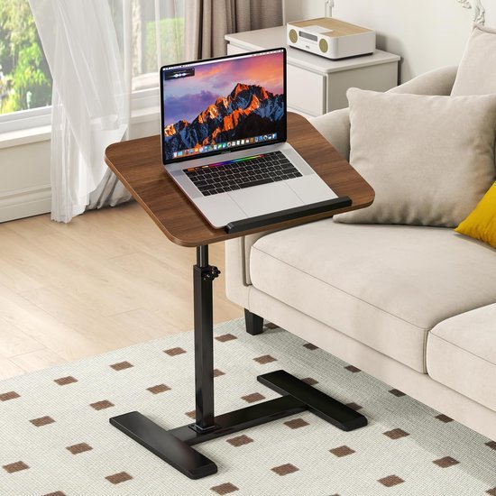 Unyqoos® Verstelbare en draaibare bijzettafel in C-vorm voor multifunctioneel gebruik