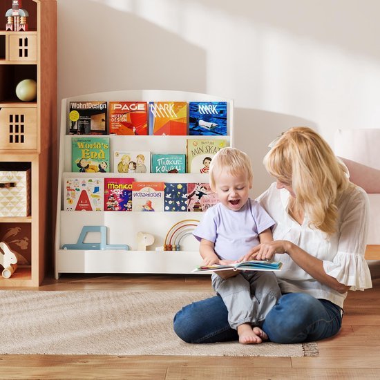 Unyqoos® Witte kinderkamer boekenkast met vier vakken voor boeken en speelgoed