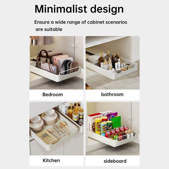 Ibenzoa® Uitschuifbaar keukenrek met zelfklevende installatie voor eenvoudige opslag Ibenzoa® Uitschuifbaar keukenrek met zelfklevende installatie voor eenvoudige opslag