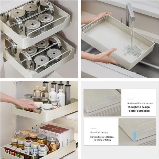 Ibenzoa® Uitschuifbaar keukenrek met zelfklevende installatie voor eenvoudige opslag Ibenzoa® Uitschuifbaar keukenrek met zelfklevende installatie voor eenvoudige opslag