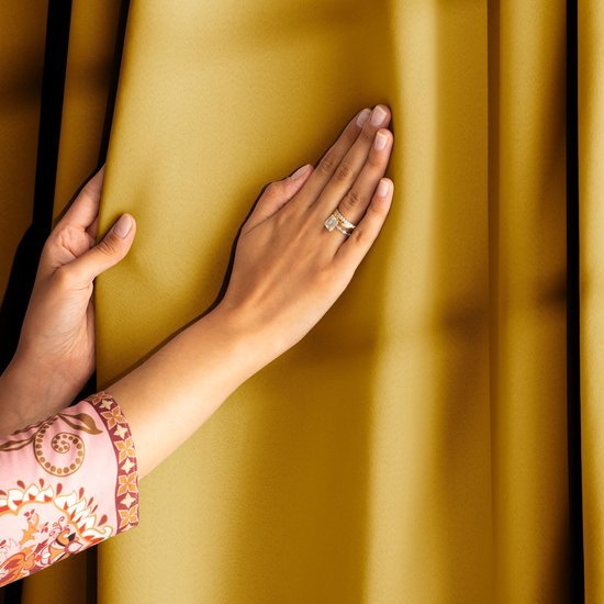 Ibenzoa® Verduisterend gordijn mosterdkleurig met oogjes 140x175 cm voor optimale raamdecoratie