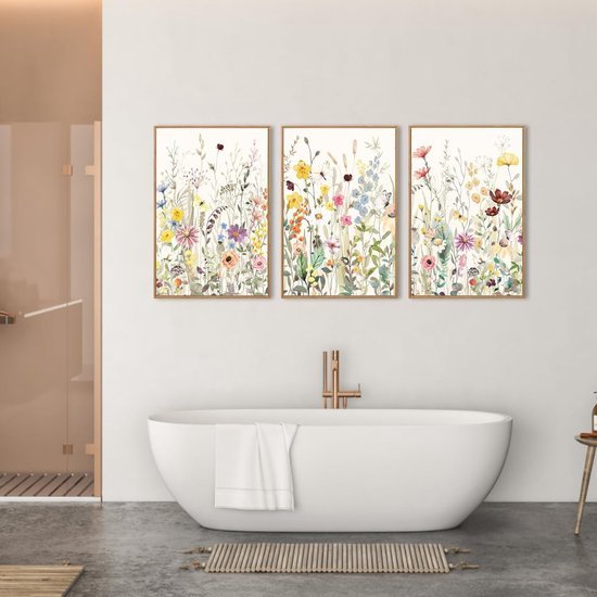 Ibenzoa® Canvas muurkunst met aquarel bloemen voor stijlvolle wanddecoratie