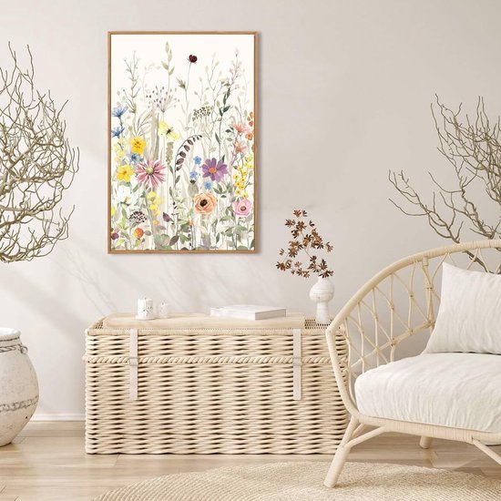 Ibenzoa® Canvas muurkunst met aquarel bloemen voor stijlvolle wanddecoratie