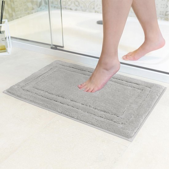 Ibenzoa® Wasbare grijze badmat met antislip en snelle droging voor badkamer