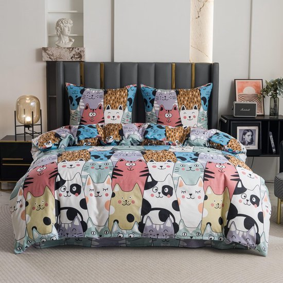 Ibenzoa® Comfortabel en Zacht Beddengoed met Kittenpatroon voor Vier Seizoenen