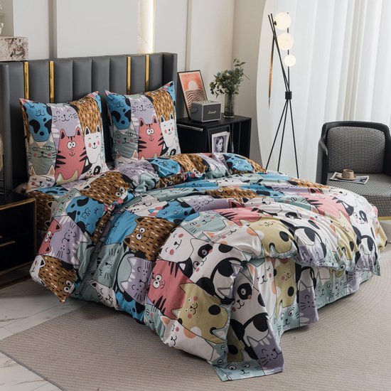 Ibenzoa® Comfortabel en Zacht Beddengoed met Kittenpatroon voor Vier Seizoenen