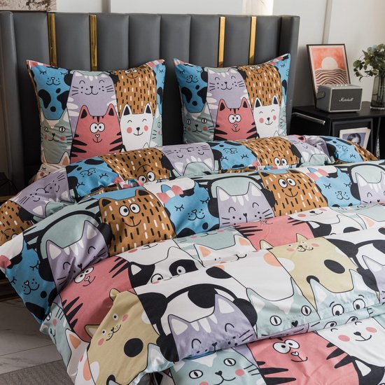 Ibenzoa® Comfortabel en Zacht Beddengoed met Kittenpatroon voor Vier Seizoenen
