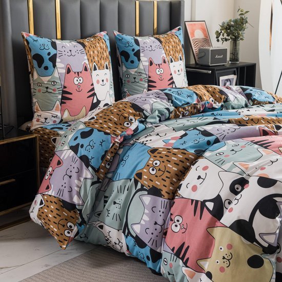 Ibenzoa® Comfortabel en Zacht Beddengoed met Kittenpatroon voor Vier Seizoenen