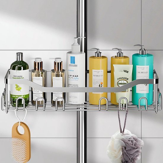 Ibenzoa® Ruime roestvrijstalen doucheplank voor douchestangen zonder boren