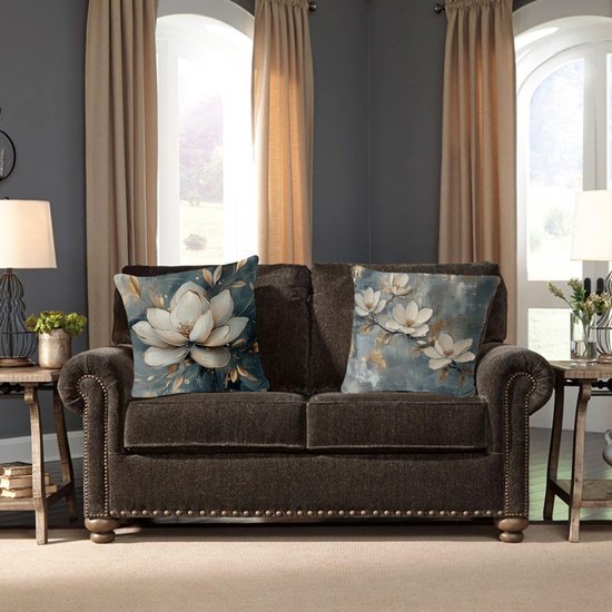 Ibenzoa® Set van 4 decoratieve kussenhoezen met bloemenontwerp voor woonkamer