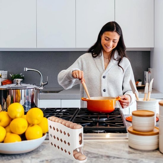 Ibenzoa® Ruimtebesparende eierhouder met vier etages voor veilig opbergen van 30 eieren