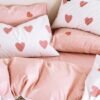 Ibenzoa® Lichtroze beddengoedset met hartmotief en ritssluiting voor meisjes