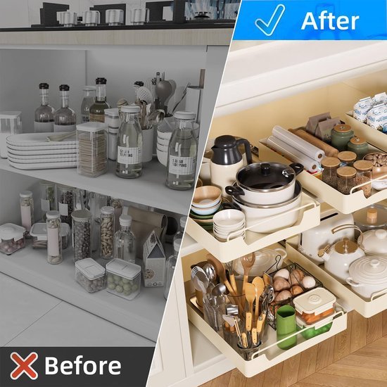 Ibenzoa® Uitschuifbaar opbergrek met nanofolie voor keuken, badkamer en voorraadkast