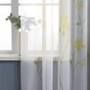 Ibenzoa® Lichtdoorlatend Geel Voile Gordijn met Bloemenprint en Plooiband 150x145cm