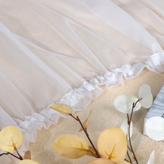 Ibenzoa® Lichtdoorlatend Geel Voile Gordijn met Bloemenprint en Plooiband 150x145cm