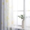 Ibenzoa® Lichtdoorlatend Geel Voile Gordijn met Bloemenprint en Plooiband 150x145cm