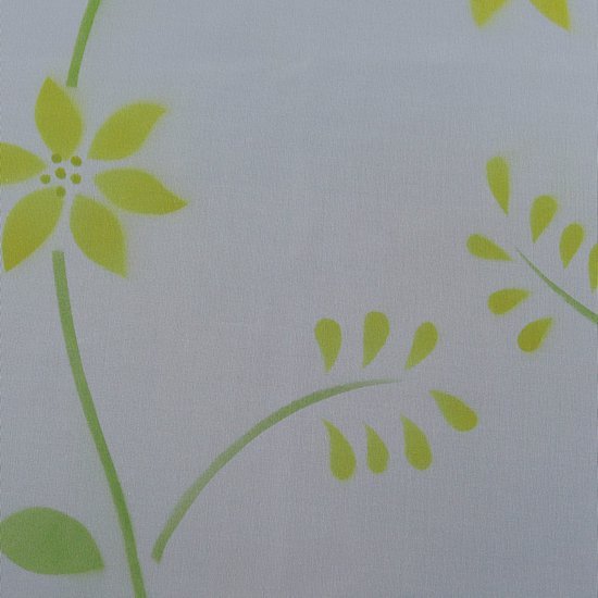 Ibenzoa® Lichtdoorlatend Geel Voile Gordijn met Bloemenprint en Plooiband 150x145cm