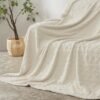 Ibenzoa® Zachte en warme deken voor bank en bed in witte crèmekleur, 220 x 240 cm