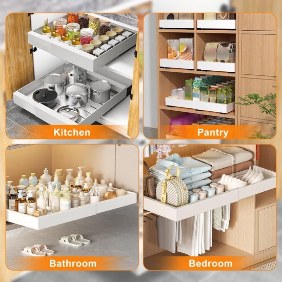Ibenzoa® Uitschuifbare lade organiser voor keuken en kast met verstelbare breedte