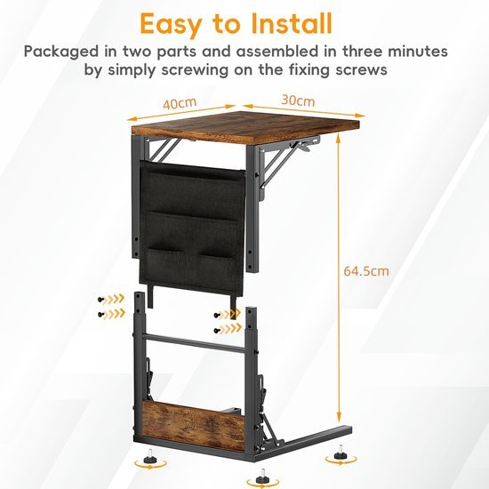 Unyqoos® Inklapbare C-vormige bijzettafel met opbergtas voor veelzijdig gebruik Unyqoos® Inklapbare C-vormige bijzettafel met opbergtas voor veelzijdig gebruik