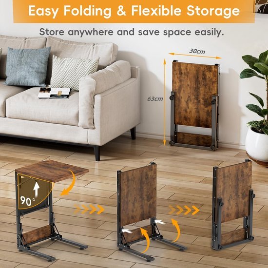 Unyqoos® Inklapbare C-vormige bijzettafel met opbergtas voor veelzijdig gebruik Unyqoos® Inklapbare C-vormige bijzettafel met opbergtas voor veelzijdig gebruik