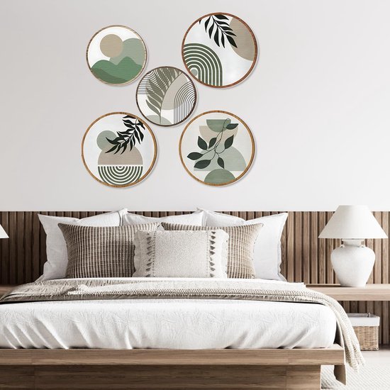 Ibenzoa® Set van vijf bohemian wanddecoraties voor woonkamer en kantoor