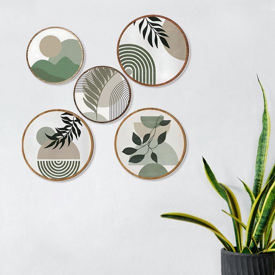 Ibenzoa® Set van vijf bohemian wanddecoraties voor woonkamer en kantoor