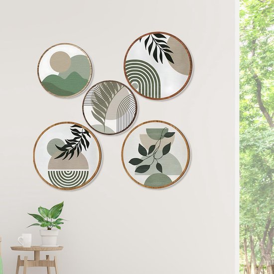 Ibenzoa® Set van vijf bohemian wanddecoraties voor woonkamer en kantoor
