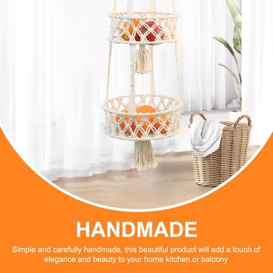 Ibenzoa® Drie verdiepingen hangende mand voor fruit en groenten in bohemian stijl