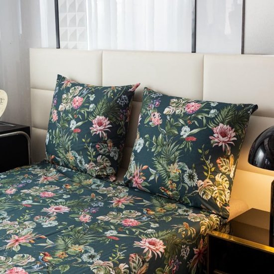 Ibenzoa® Drie-delige beddengoedset met dekbedovertrek en kussensloop van katoenmicrovezel Ibenzoa® Drie-delige beddengoedset met dekbedovertrek en kussensloop van katoenmicrovezel