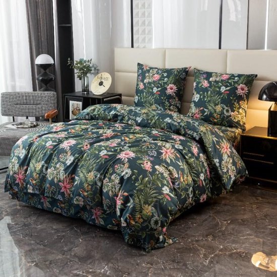 Ibenzoa® Drie-delige beddengoedset met dekbedovertrek en kussensloop van katoenmicrovezel Ibenzoa® Drie-delige beddengoedset met dekbedovertrek en kussensloop van katoenmicrovezel