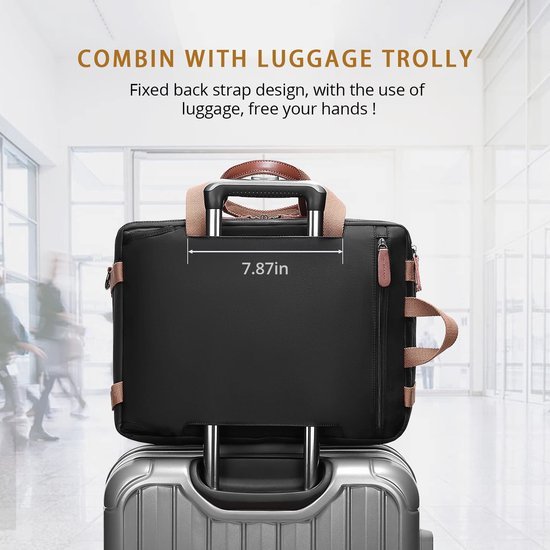 Ibenzoa® Multifunctionele Zwarte Rugzak voor Heren - Laptop, School en Reizen - 17,3 inch