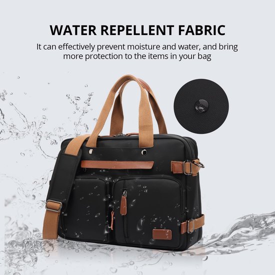 Ibenzoa® Multifunctionele Zwarte Rugzak voor Heren - Laptop, School en Reizen - 17,3 inch