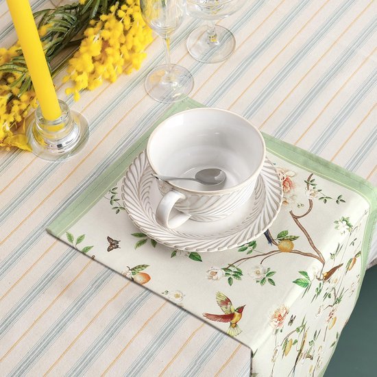 Ibenzoa® Set van 6 stijlvolle katoenen servetten met groene vogelprint voor elke gelegenheid
