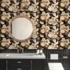 Ibenzoa® Zelfklevend zwart en goud fotobehang met bloemen en vogels voor interieur Ibenzoa® Zelfklevend zwart en goud fotobehang met bloemen en vogels voor interieur