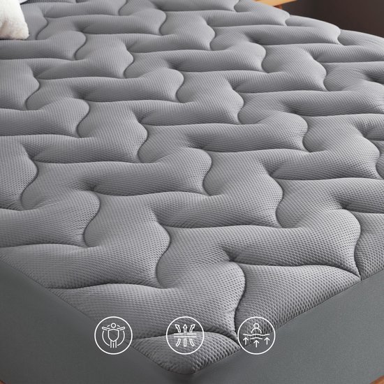 Ibenzoa® Grijze matrasbeschermer 140x200 cm met ademende microvezel en diepe zakken Ibenzoa® Grijze matrasbeschermer 140x200 cm met ademende microvezel en diepe zakken