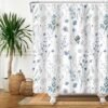 Ibenzoa® Waterdicht douchegordijn met bloemenpatroon en libellen voor een elegante badkamer