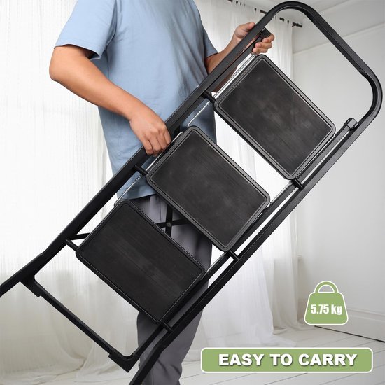 Ibenzoa® Inklapbare ladder met drie treden voor veilig gebruik in huis en kantoor Ibenzoa® Inklapbare ladder met drie treden voor veilig gebruik in huis en kantoor