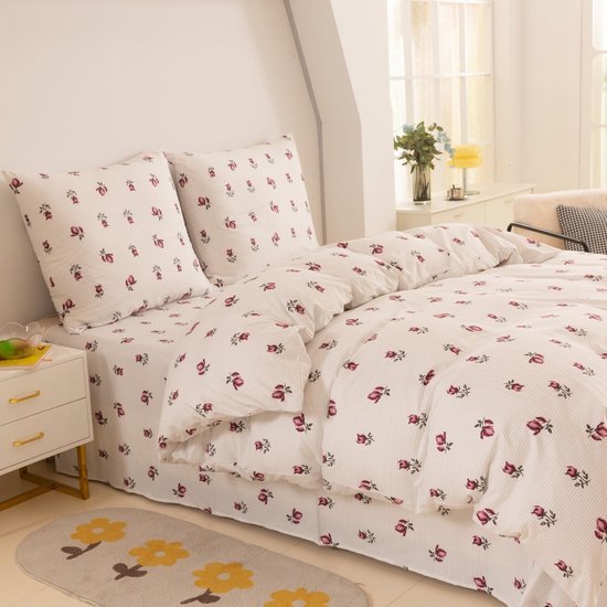 Ibenzoa® Comfortabel en stijlvol beddengoedset met bloemenpatroon voor een goede nachtrust Ibenzoa® Comfortabel en stijlvol beddengoedset met bloemenpatroon voor een goede nachtrust