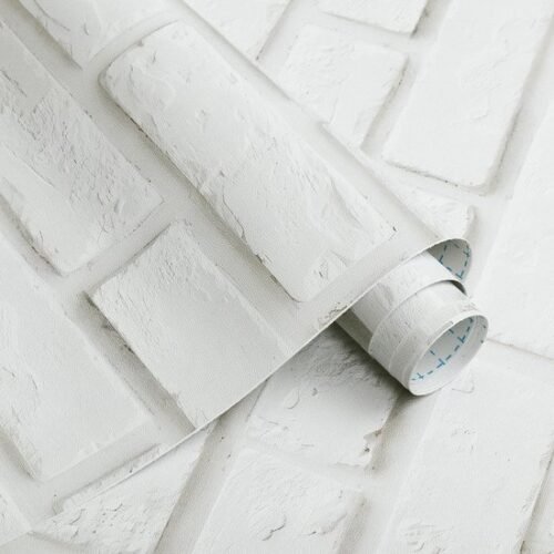 Ibenzoa® Realistisch 3D Zelfklevend Behang met Witte Steenlook voor Diverse Ruimtes