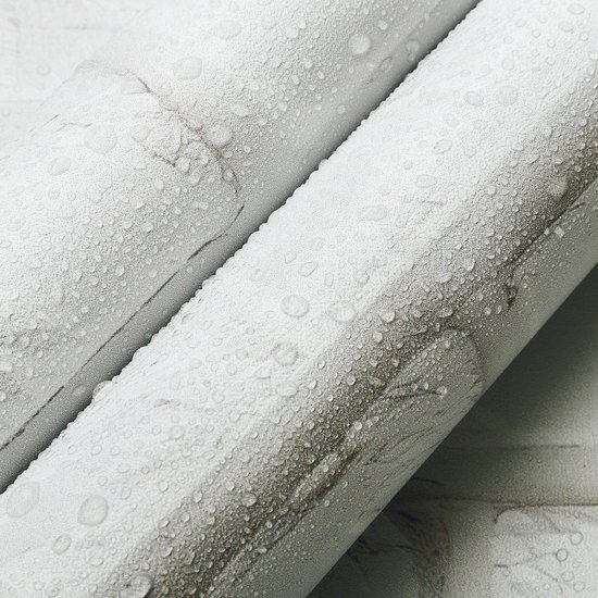 Ibenzoa® Realistisch 3D Zelfklevend Behang met Witte Steenlook voor Diverse Ruimtes