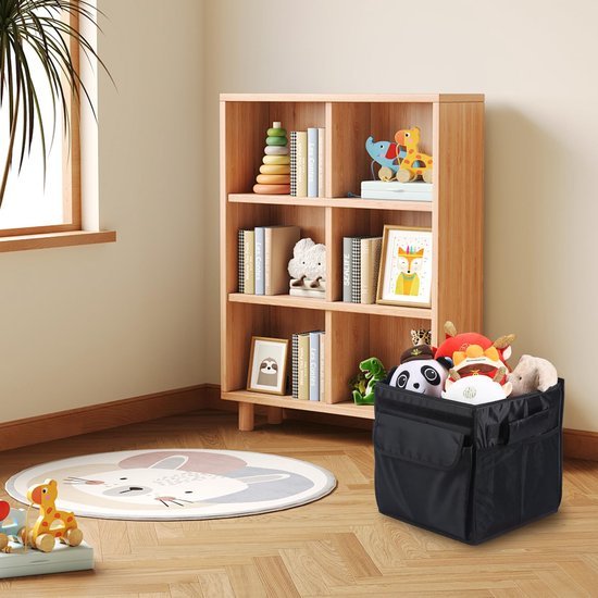 Ibenzoa® Opvouwbare zwarte opbergmand met deksel en handgrepen van 28 liter