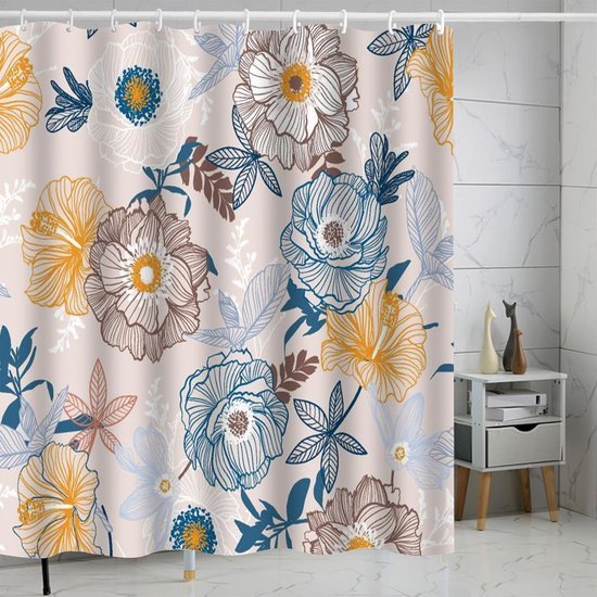 Ibenzoa® Kleurrijk vintage douchegordijn met antischimmel en waterafstotende eigenschappen